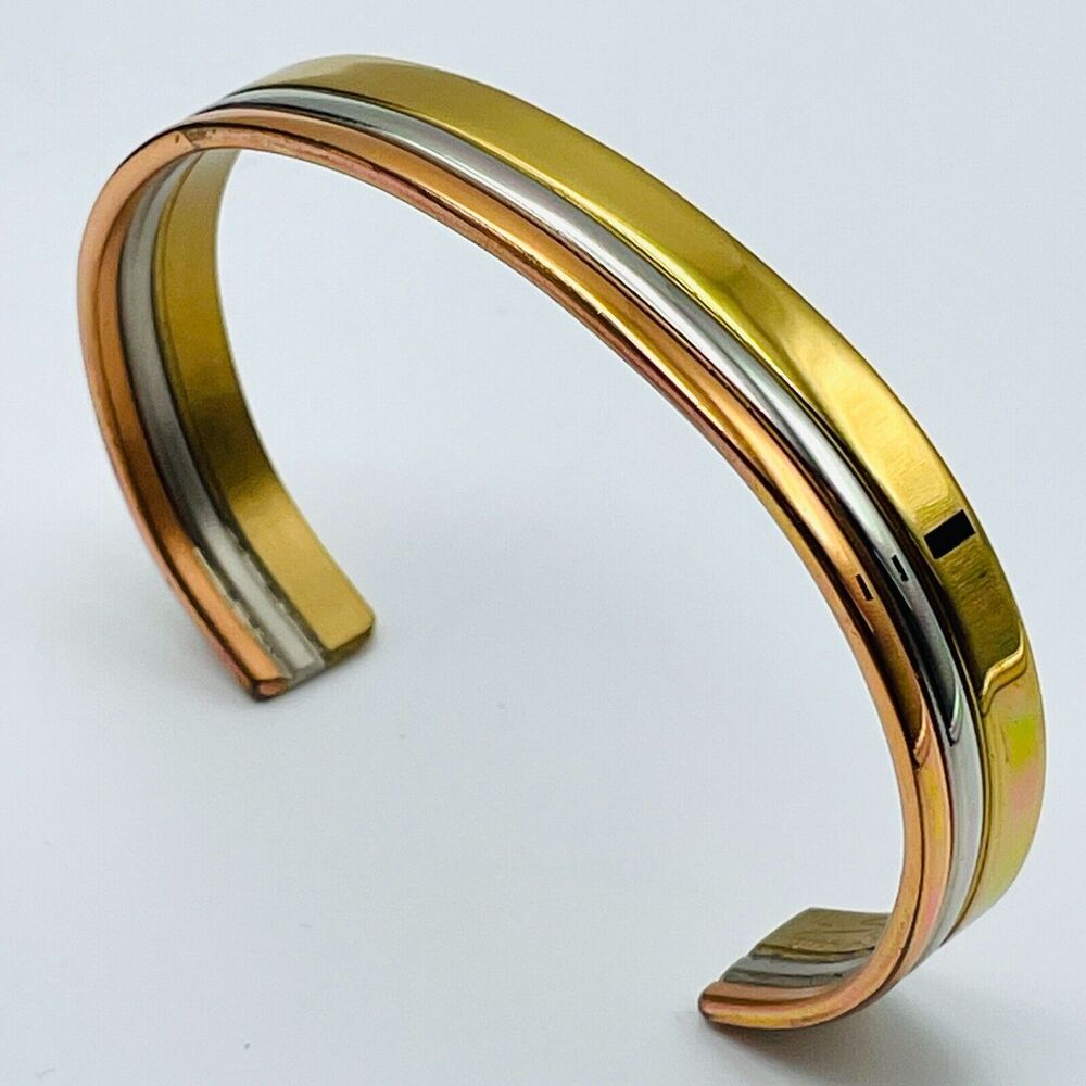 Sergio Lub California Metal Cuff Bracelet Gold Silver Copper Tones Not Magnetic